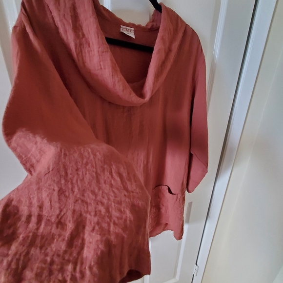 CMC Dusty Mauve Cowl Neck Loose Fit Half Sleeve Blouse Women's Size XL - Picture 2 of 8